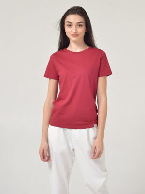 Базова бордова футболка Basic Cotton | 6704941