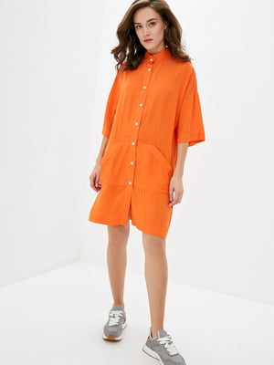 Помаранчева сукня-сорочка з коміром-стійкою | 6705536