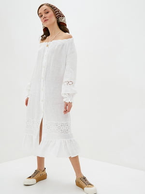Легка біла сукня А-силуету з вирізом | 6705587