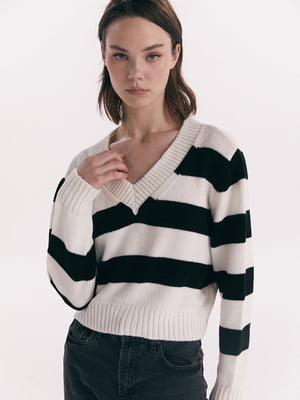 Пуловер в черно-белую полоску | 6706548