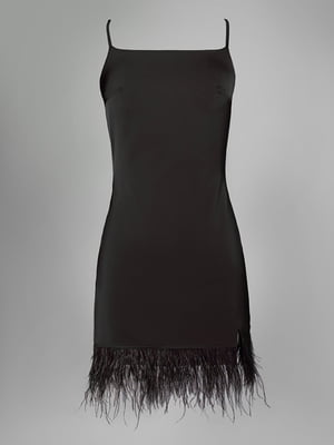 Сатинова міні сукня-комбінація з пір’ям | 6706656