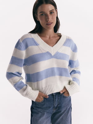 Пуловер у блакитну смужку | 6706428
