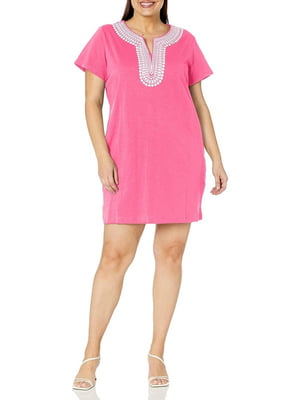 Платье-футболка розовое с декором | 6706767