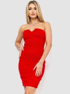 Витончена червона коротка сукня з відкритими плечима | 6707606