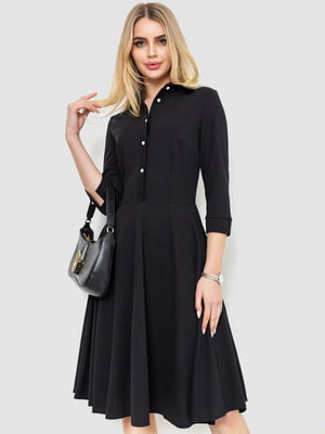 Класична сукня з рукавами 3/4 чорна | 6707622