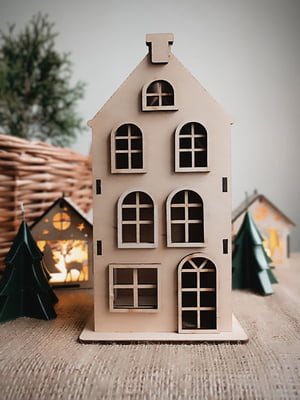 Декоративний будиночок з дерева в скандинавському стилі ,22 см | 6708450