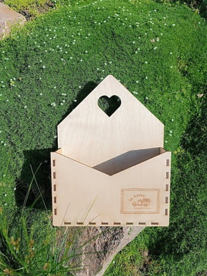 Кашпо з дерева у вигляді конверта для флористичних композицій з нанесенням логотипу | 6708527
