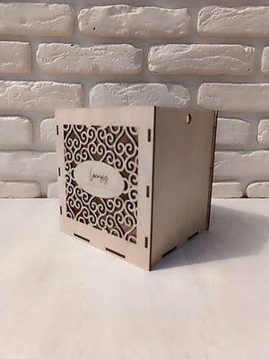 Флористична коробка з дерева, 16 см, з нанесенням напису, логотипу | 6708529