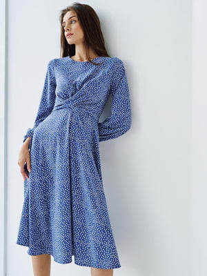 Сукня А-силуету синя у горошок | 6708637