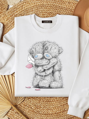 Світшот білий "Hugging Teddy" | 6710590