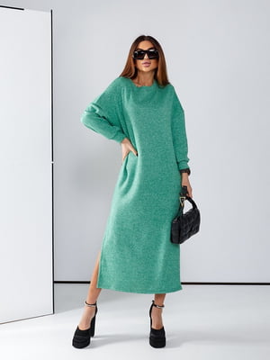 Зелена ангорова сукня-максі | 6712293