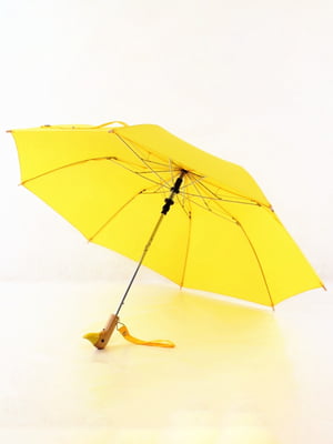 Зонт желтый с деревянной ручкой голова утки | 6015513