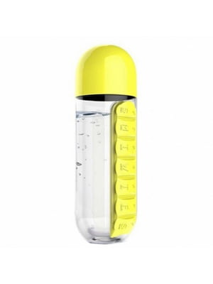 Бутылка для воды с таблетницей Pill Vitamin Water Bottle Yellow | 6713556