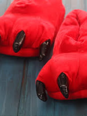 Домашні капці червоні "Лапи" | 6713604