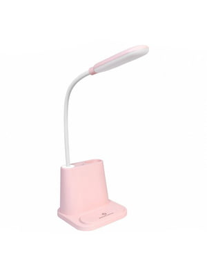 Настільна лампа акумуляторна з підставкою для канцелярії рожева | 6713622