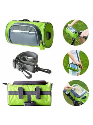 Водонепроникна велосипедна сумка з прозорою кишенею для телефону на кермо (зелений) | 6713769