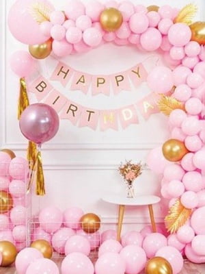 Набір повітряних кульок для фотозони на день народження Happy Birthday Pink | 6713793
