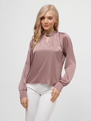 Блуза рожева із коміром стійкою | 6713926