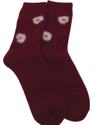 Шкарпетки теплі з вовни «Сhamomile» червоні | 6714245
