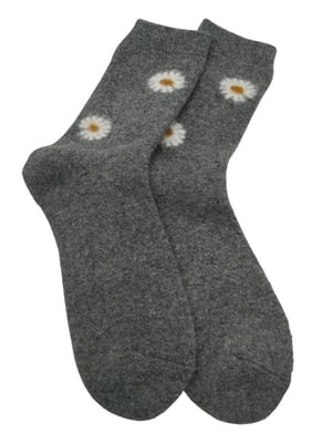Шкарпетки теплі з вовни «Сhamomile» сірі | 6714246