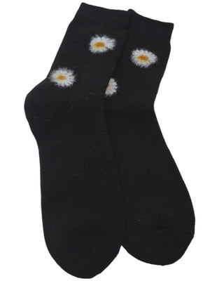Шкарпетки теплі з вовни «Сhamomile» чорні | 6714248