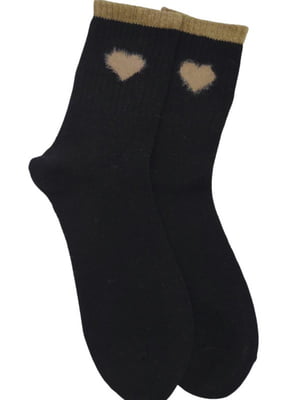Шкарпетки теплі з верблюжої вовни «Hearts» чорні | 6714254