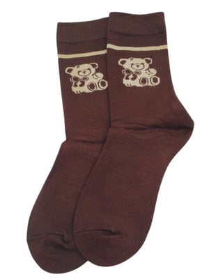 Шкарпетки теплі з ангорою «Ведмежатко» коричневі | 6714255