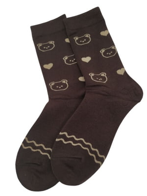 Шкарпетки теплі з ангорою «Ведмежатко» коричневі | 6714256