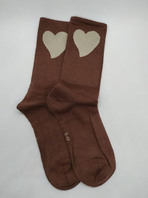 Шкарпетки «Вязане сердце» коричневі | 6714267