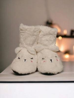 Хатні капці-чобітки Sleepy Rabbit молочні | 6714361