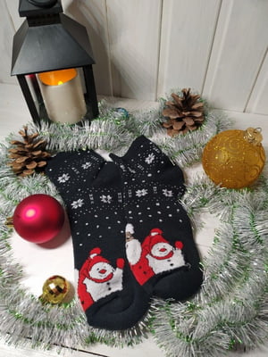 Новорічні шкарпетки «Санта і Олені» чорні ароматизовані | 6714751