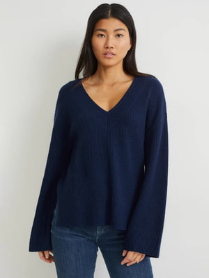 Пуловер вільного крою темно-синій | 6721107