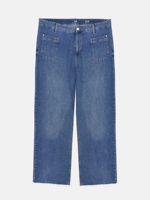Укорочені широкі джинси сині | 6721305