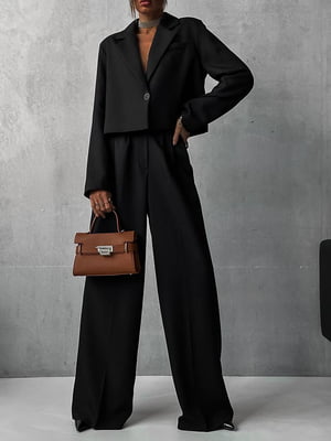 Костюм чорний: жакет та широкі штани палаццо | 6721668