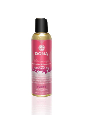 Масажна олія DONA Massage Oil FLIRTY – BLUSHING BERRY (110 мл) з феромонами та афродизіаками | 6715895