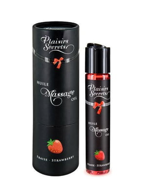 Масажна олія Plaisirs Secrets Strawberry (59 мл) з афродизіаками, їстівна, подарункова упаковка | 6715954