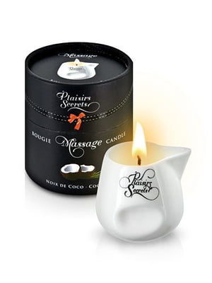 Масажна свічка Plaisirs Secrets Coconut (80 мл) подарункова упаковка, керамічний посуд | 6715958
