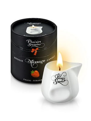 Масажна свічка Plaisirs Secrets Strawberry (80 мл) подарункова упаковка, керамічний посуд | 6715960