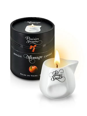 Масажна свічка Plaisirs Secrets Peach (80 мл) подарункова упаковка, керамічний посуд | 6715961