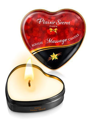 Масажна свічка-серце Plaisirs Secrets Vanilla (35 мл) | 6715979