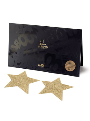 Пестіс - стикини Bijoux Indiscrets - Flash Star Gold, наклейки на соски | 6716221