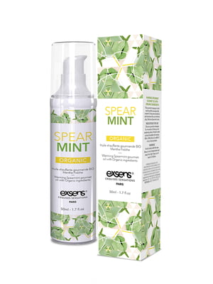 Масажна олія EXSENS Organic Spear Mint 50мл розігріває, без цукру, без парабенів, їстівна | 6716265