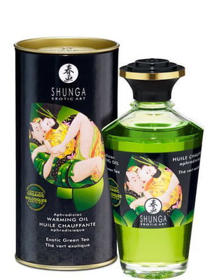 Органічна розігрівальна олія Shunga Aphrodisiac Warming Oil – Exotic green tea (100 мл) без цукру | 6716349