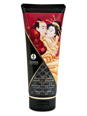 Їстівний масажний крем Shunga Kissable Massage Cream – Sparkling Strawberry Wine (200 мл) | 6716352