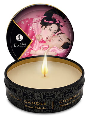 Масажна свічка Shunga Mini Massage Candle – Rose Petals (30 мл) з афродизіаками | 6716362