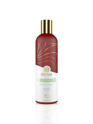Натуральна масажна олія DONA Reinvigorate – Coconut & Lime (120 мл) з ефірними оліями | 6716416
