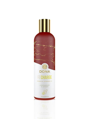 Натуральна масажна олія DONA Recharge — Lemongrass & Gingerl (120 мл) з ефірними оліями | 6716418