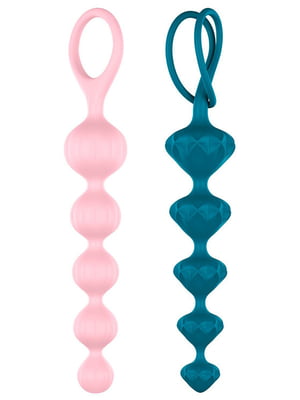 Набір анальних бус Satisfyer Beads Colored, силікон , макс. діаметр 3,3 см і 3,5 см | 6716491