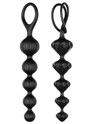 Набір анальних намистин Satisfyer Beads Black, силікон, макс. діаметр 3,3 см та 3,5 см | 6716492