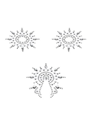 Пестіс з кристалів Petits Joujoux Gloria set of 3 - Silver, прикраса на груди та вульву | 6716748